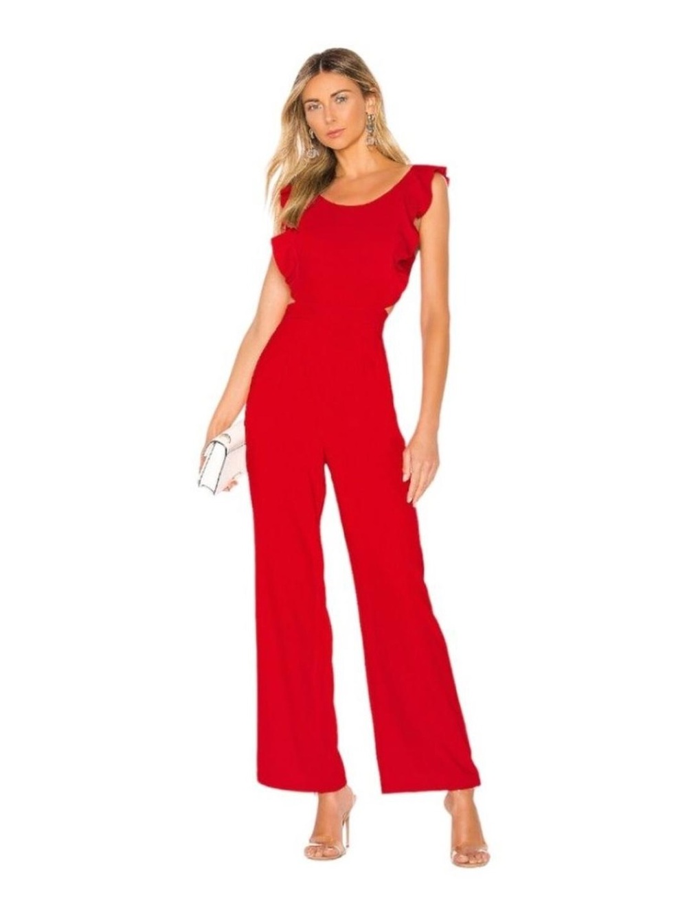 Red SUPERDOWN ESMEE JUMPSUIT SIZE XS Sleeveless Wide-Leg Jumpsuit
